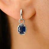 14K Modern Blue Sapphire Prong Set Drop Earrings