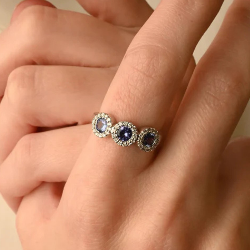 14K Gold Sapphire & Diamond Trinity Ring Image