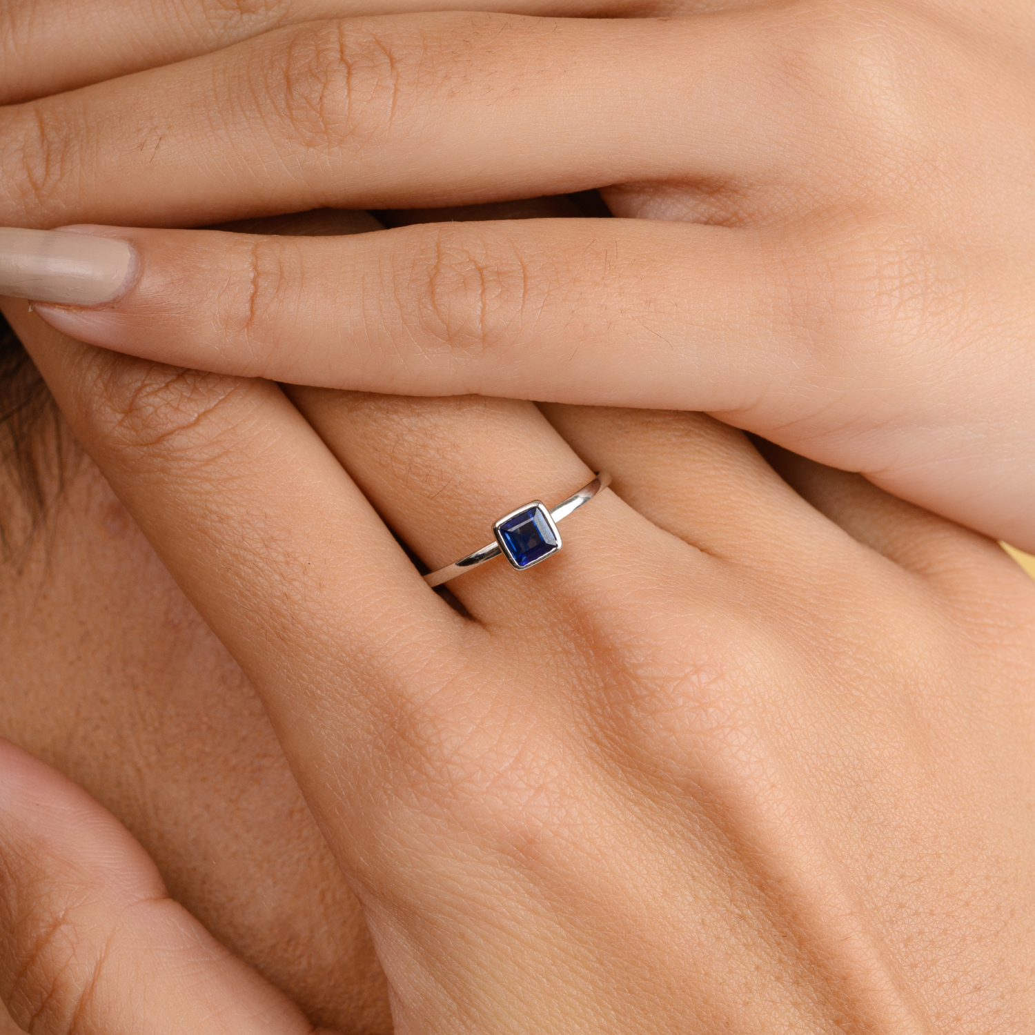 18K Gold Blue Sapphire Statement Ring - vrjewels-us