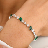 Magnificent 18K Gold Emerald & Diamond Tennis Bracelet