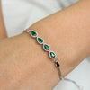 18K Pear Shaped Emerald and Diamond Cluster Bolo Bracelet Thumbnail