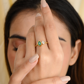 18K Gold Emerald & Diamond Open Ring - vrjewels-us