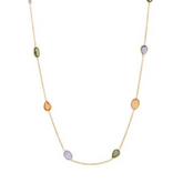 18K Yellow Gold Multi Sapphire Station Necklace