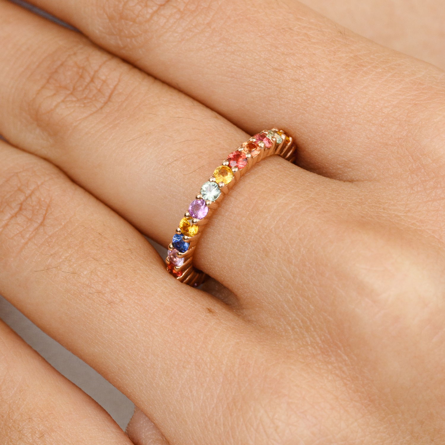 14K Multi Sapphire Eternity Band - vrjewels-us