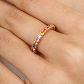 14K Multi Sapphire Eternity Band - vrjewels-us