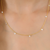 18K Gold Dewdrop Natural Diamond by the Yard Chain Necklace - vrjewels-us