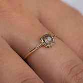 14K Yellow Gold Green Amethyst Ring