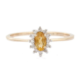 14K Gold Citrine & Diamond Ring