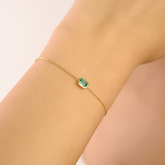 14K Vibrant Emerald Classic Chain Bracelet For Daughter