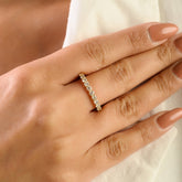 14k Gold Brilliant Cut Diamond Half Eternity Wedding Band Ring