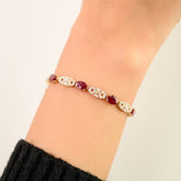 14k Gold 5.02Ct Ruby & Diamond Art Deco Tennis Bracelet