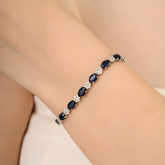 14K Victorian Style 10.05 CT Sapphire Floral Diamond Bracelet