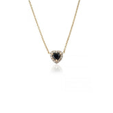 14K Yellow Gold Heart Sapphire Diamond Chain Necklace