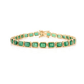11.73ct Green Emerald Infinity Tennis Bracelet in 14k Yellow Gold