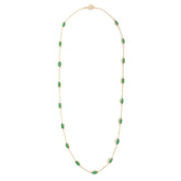 Modern 18K Yellow Gold Oval Cut 7.6 Ct Green Emerald Chain Necklace