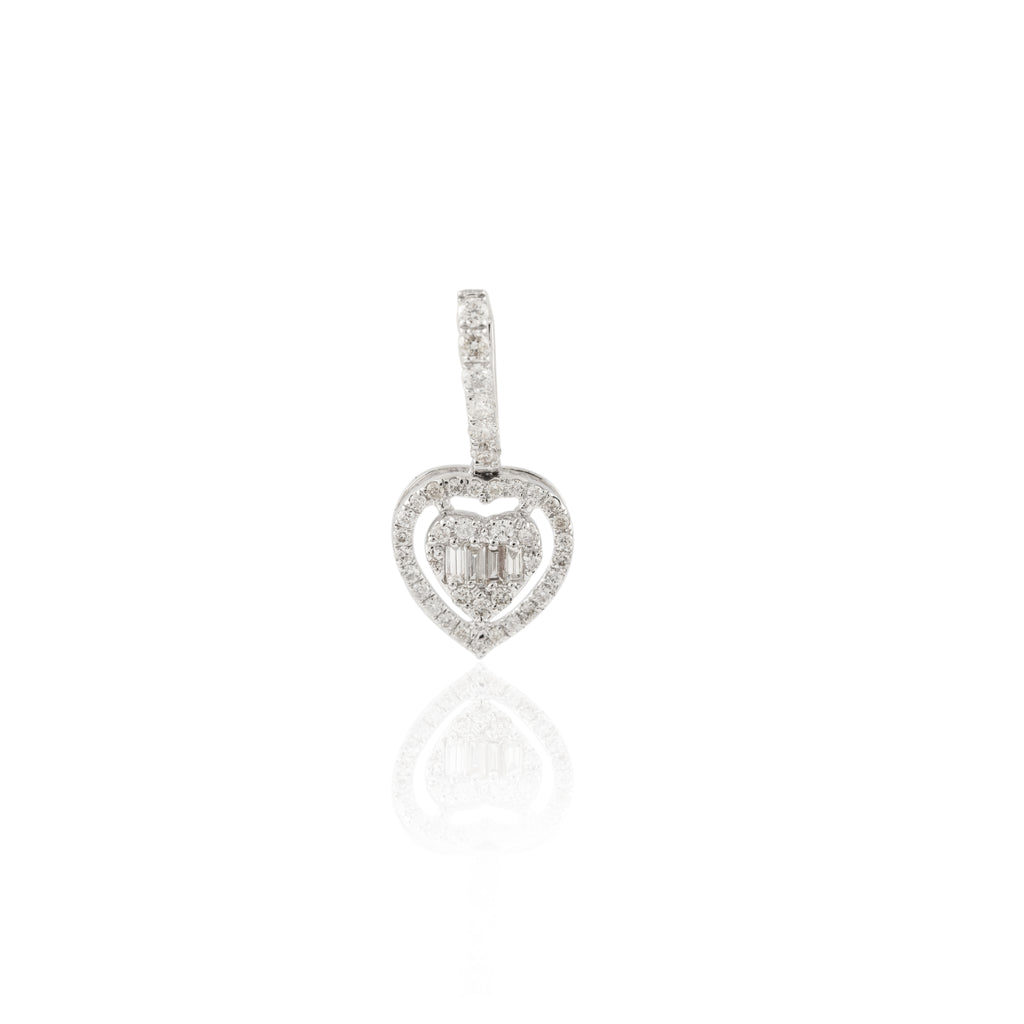 Heart Diamond Pendant In 18k Solid White Gold Image