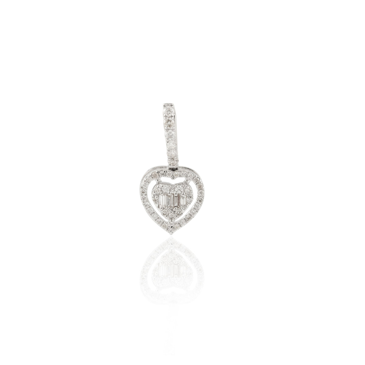 Heart Diamond Pendant In 18k Solid White Gold