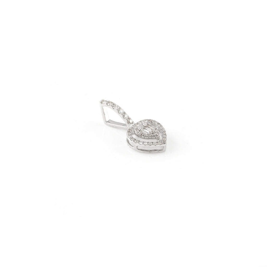 Heart Diamond Pendant In 18k Solid White Gold Image