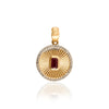 18K Centered Ruby Halo Diamond Striped Medallion Coin Pendant Thumbnail