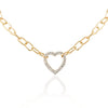 Paperclip Chain Diamond Heart Necklace 18K Gold Thumbnail