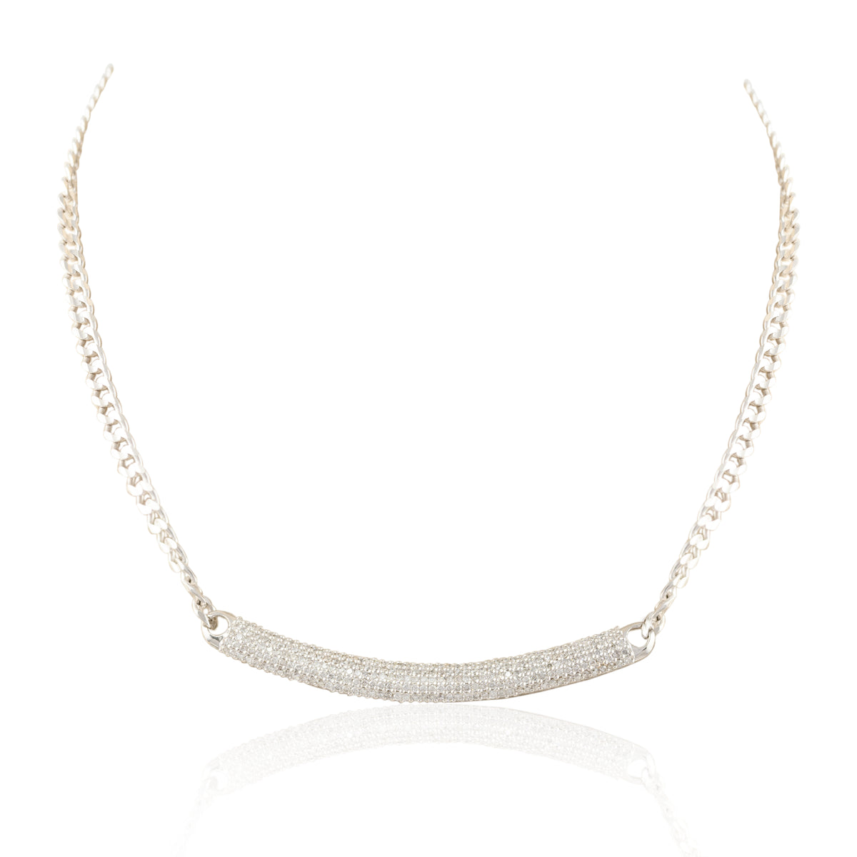 14k Solid White Gold Diamond Chain Necklace
