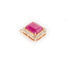 18k Octagon Cut Precious Ruby Halo Diamond Pendant Thumbnail