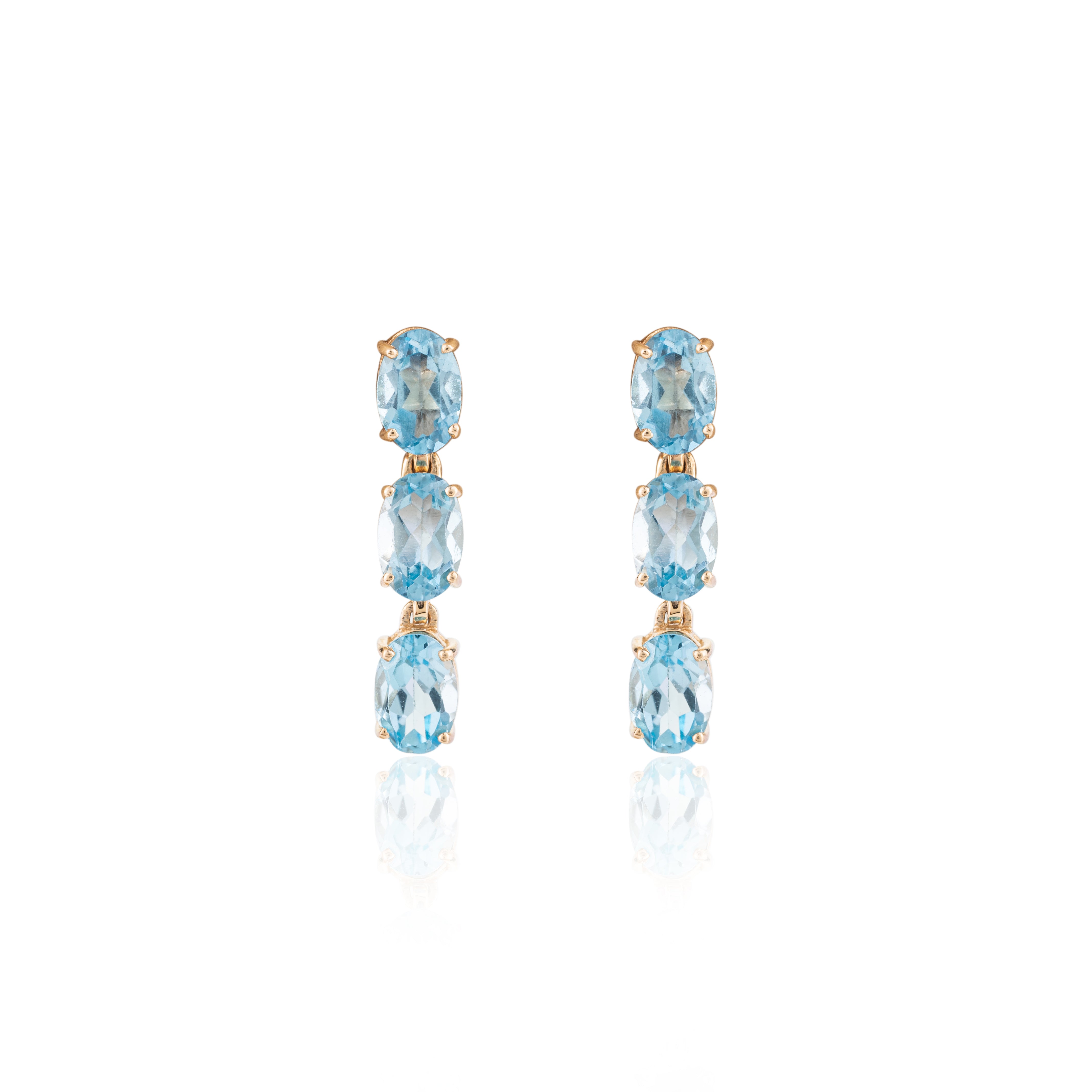 Natural Blue Topaz Gemstone Necklace and Earrings Set