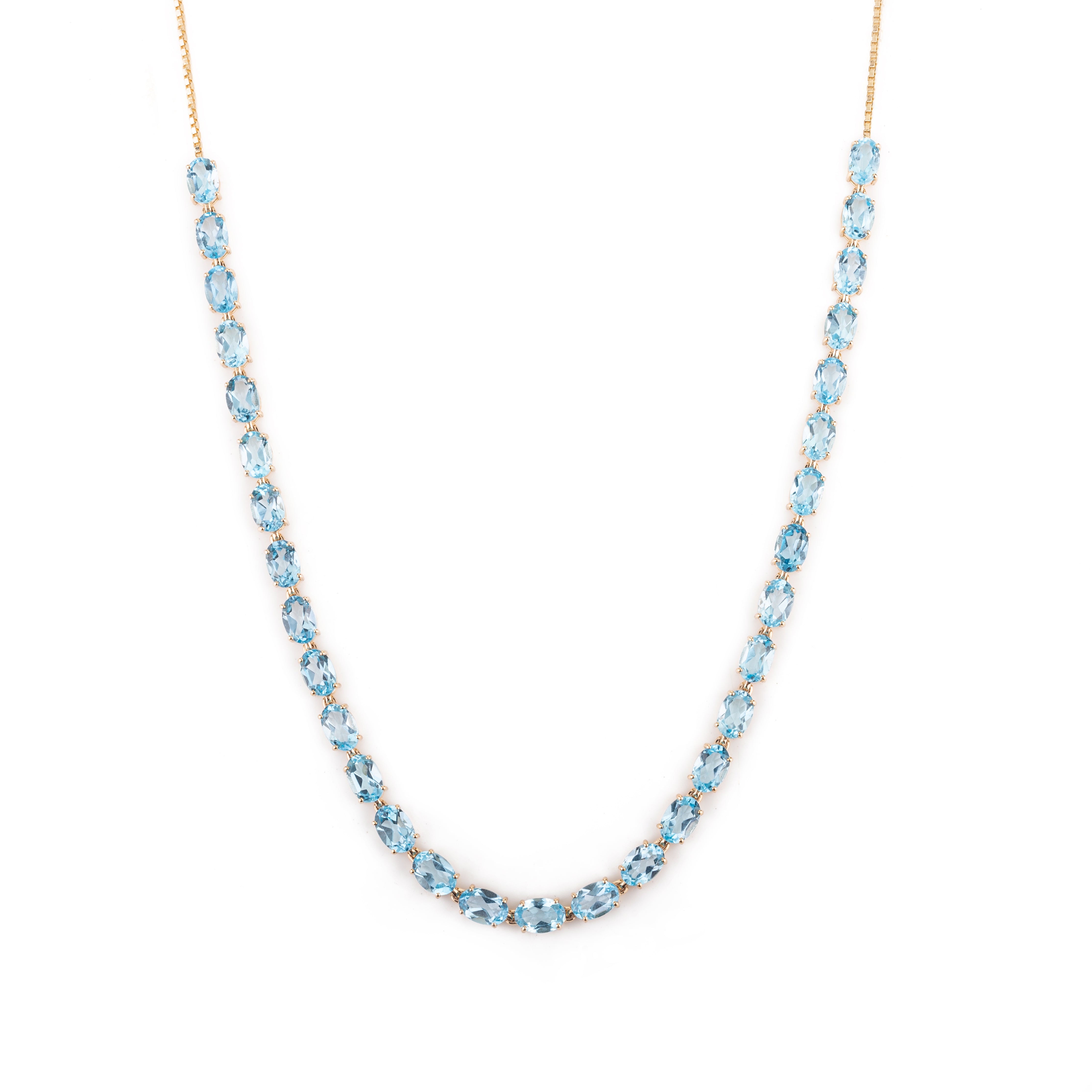 Natural Blue Topaz Gemstone Necklace and Earrings Set