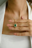 Contemporary Emerald Halo Diamond Pendant 14k Gold Thumbnail
