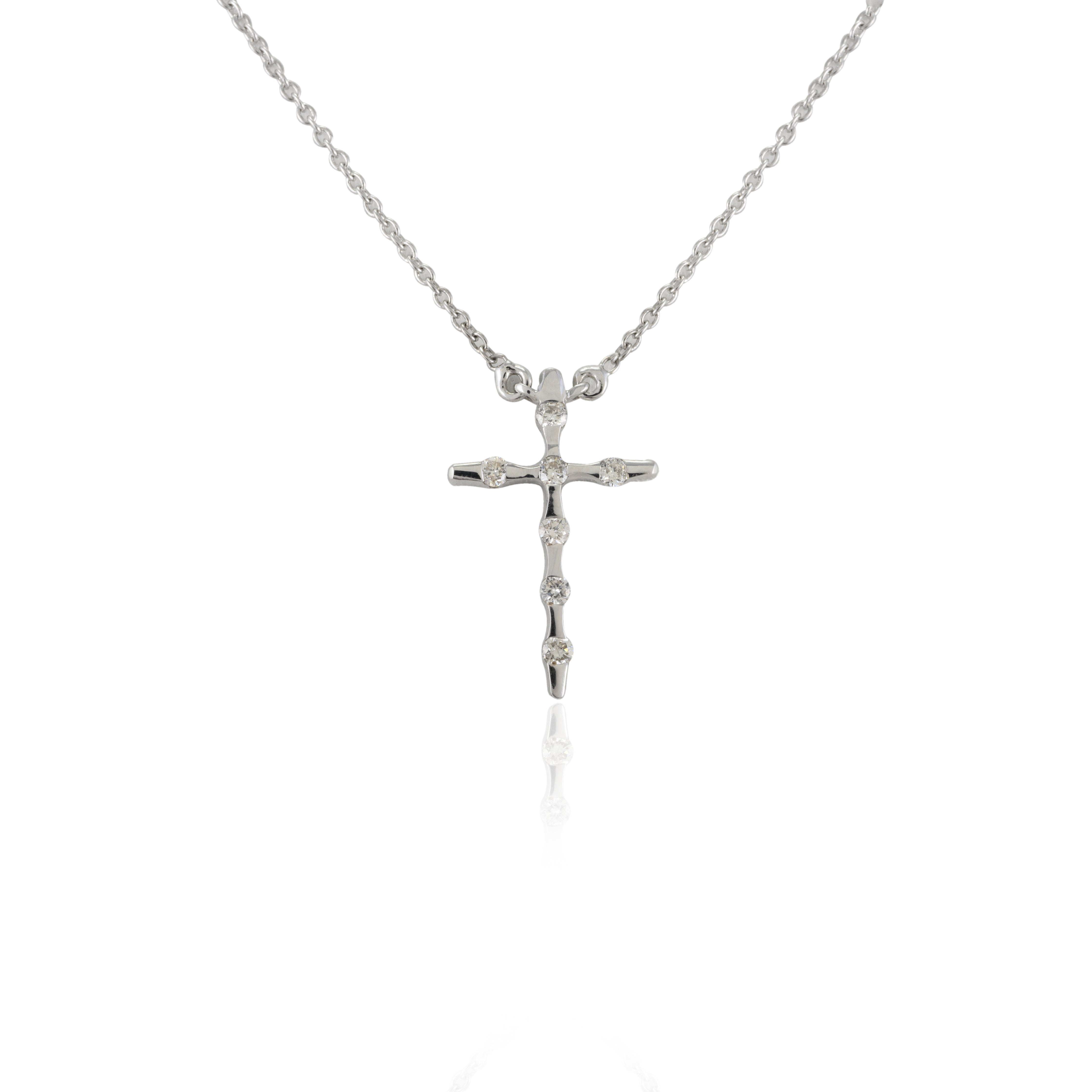 18K Gold Diamond Cross Pendant Necklace - vrjewels-us