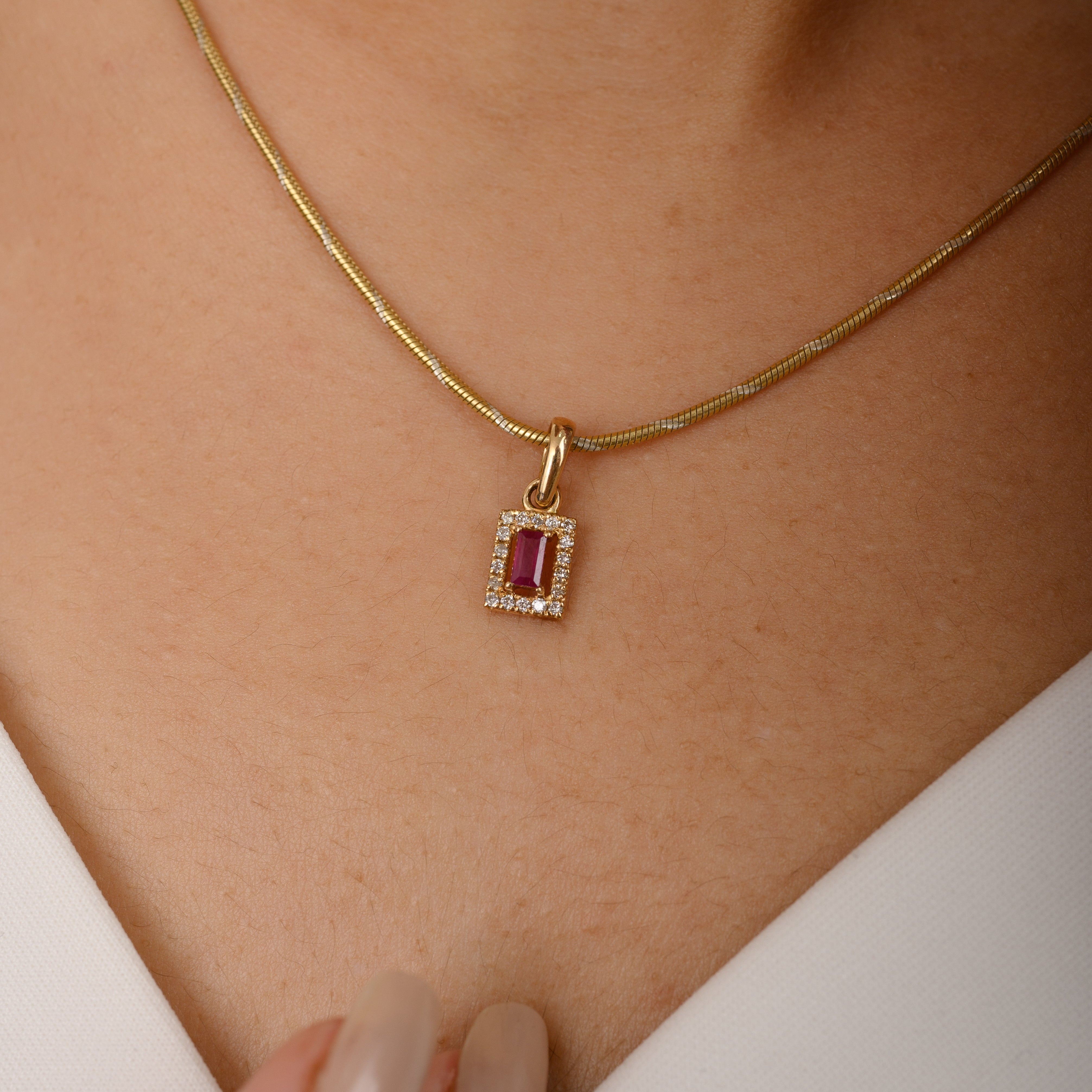 14K Gold Ruby Halo Diamond Pendant - vrjewels-us