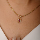 14K Gold Ruby Halo Diamond Pendant - vrjewels-us