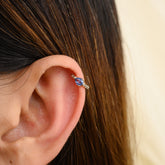 18K Blue Sapphire Diamond Helix Cuff Earrings - vrjewels-us