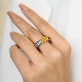 18K White Gold Multi Sapphire Eternity Band - vrjewels-us