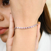 18K Gold Ruby Diamond Tennis Bracelet - vrjewels-us