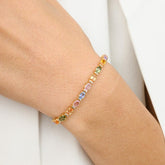 18K Gold Multi Sapphire Tennis Bracelet - vrjewels-us
