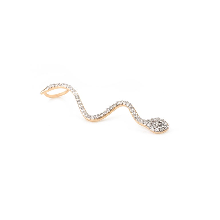 Diamond Serpent Snake 18k Yellow Gold Pendant Image