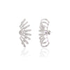 18K Solid White Gold Cocktail Climber Diamond Cuff Earrings Thumbnail