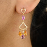 18K Gold Multi Sapphire & Diamond Chandelier Earrings - vrjewels-us
