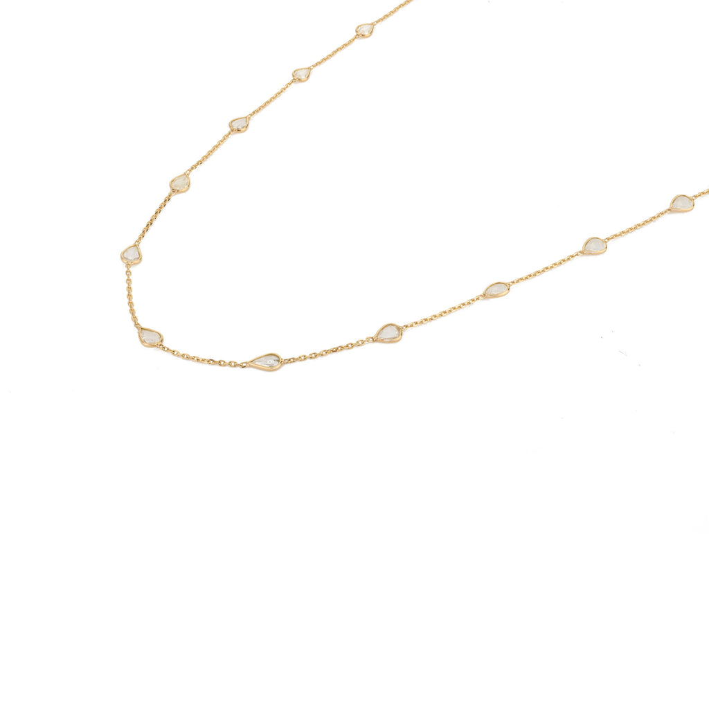 18K Gold Uncut Diamond Station Necklace Image
