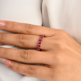 14K Solid White Gold Ruby Eternity Band - vrjewels-us