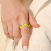 14K Yellow Gold Diamond Enamel Ring