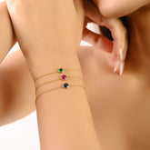 Minimal 14K Solitaire Ruby Chain Bracelet For Girlfriend