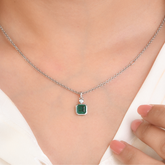 14K Gold Emerald Diamond Dainty Pendant