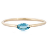 14K Marquise Cut Blue Topaz Ring