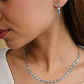 Natural Blue Topaz Gemstone Necklace and Earrings Set