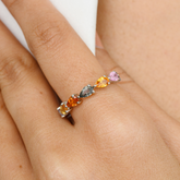 18K Gold Pear Cut Multi Sapphire Eternity Band - vrjewels-us