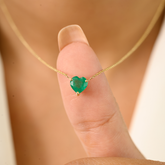 14K Timeless Emerald Heart Necklace For Her