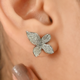 18K Cluster Diamond Flower Statement Earrings