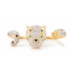18K Solid Yellow Gold 2.06 Cts Diamond Panther Double Finger Ring Thumbnail
